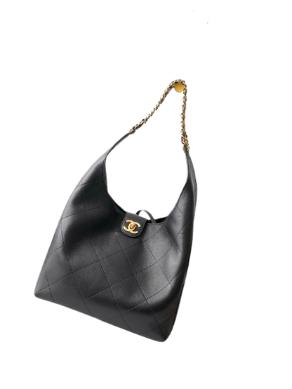 Chanel 25P Black Hobo Bag