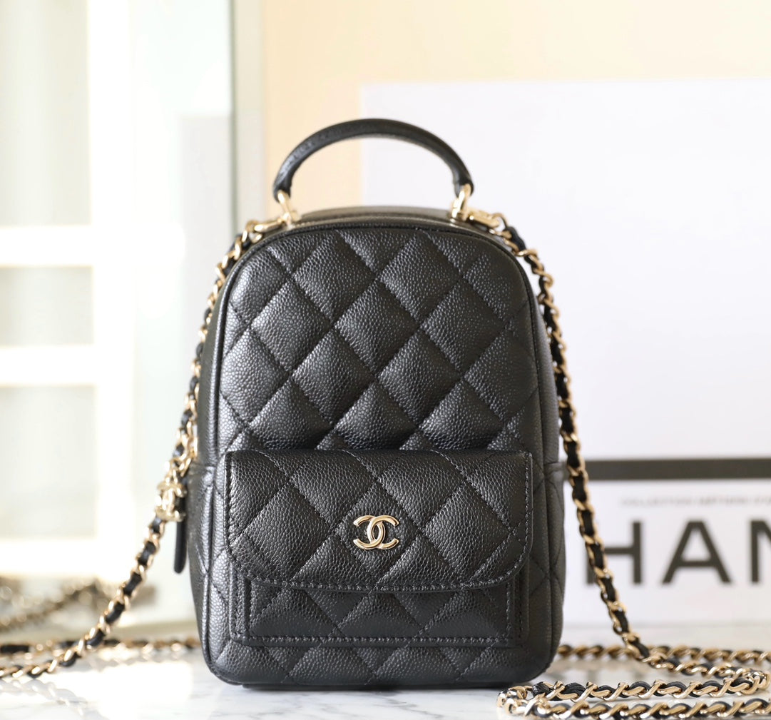 CHANEL 24C Matelassé Backpack Black