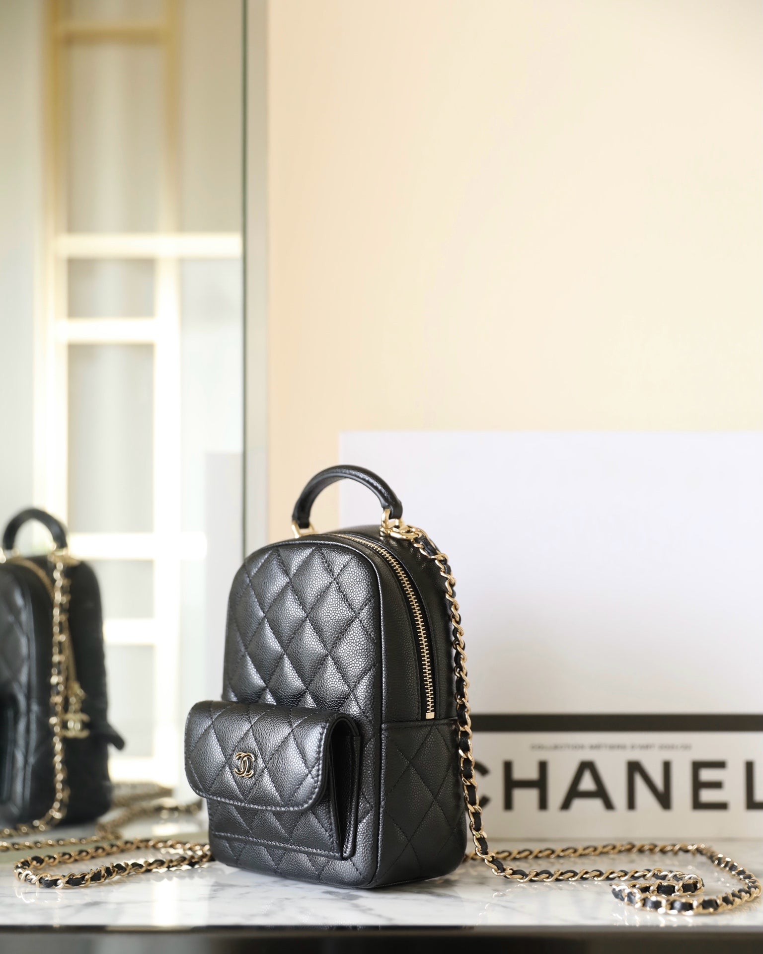CHANEL 24C Matelassé Backpack Black