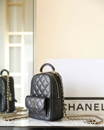 CHANEL 24C Matelassé Backpack Black