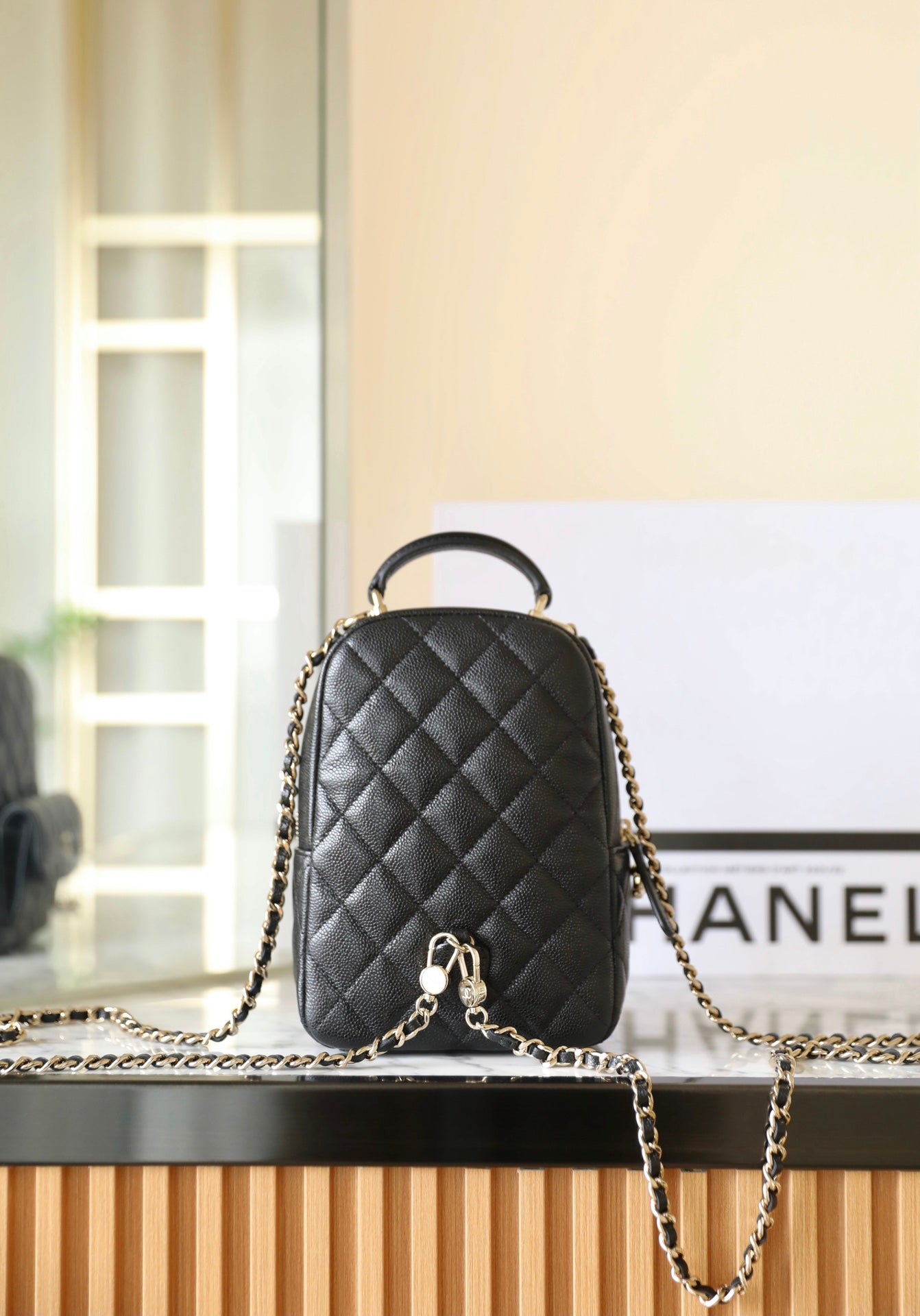 CHANEL 24C Matelassé Backpack Black