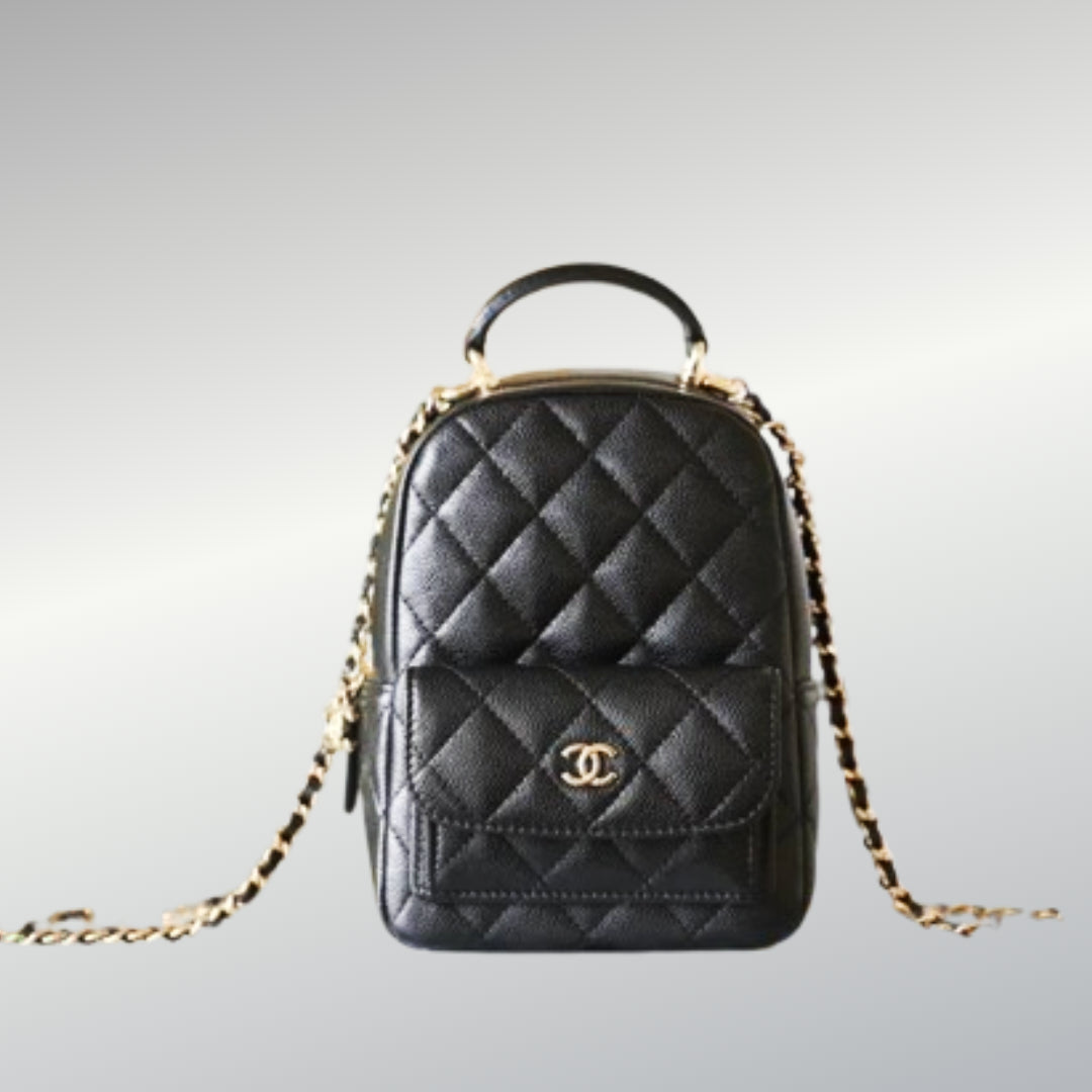 CHANEL 24C Matelassé Backpack Black