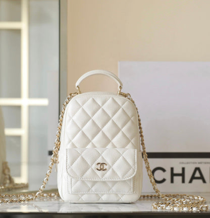 CHANEL 24C Matelassé Backpack White