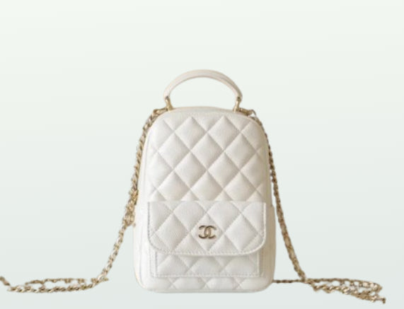CHANEL 24C Matelassé Backpack White