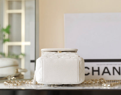 CHANEL 24C Matelassé Backpack White