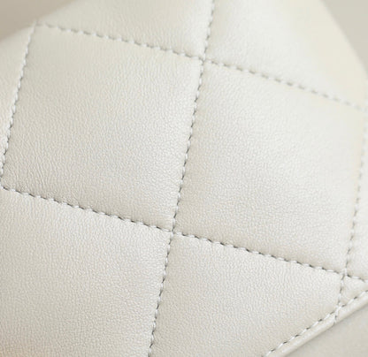 Chanel 24B Lambskin Clutch with Chain - White