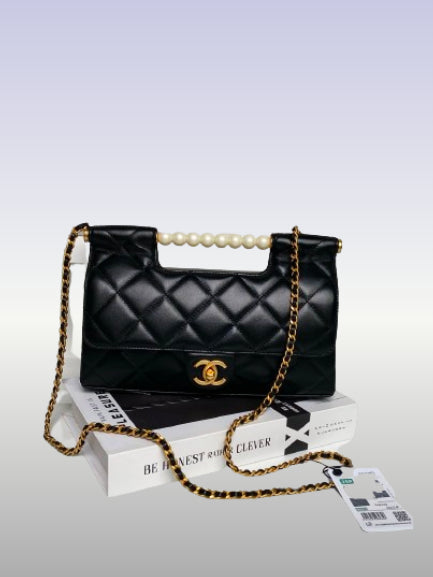 Chanel 25P Pearl Handle Shoulder Bag - Black
