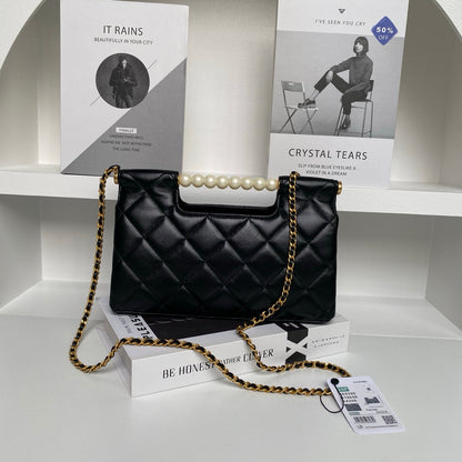 Chanel 25P Pearl Handle Shoulder Bag - Black