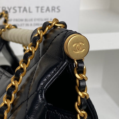 Chanel 25P Pearl Handle Shoulder Bag - Black