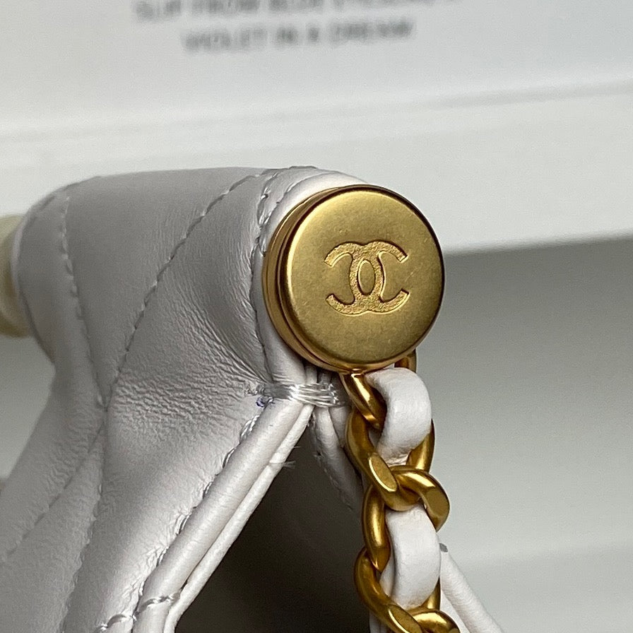 Chanel 25P Pearl Handle Shoulder Bag – White