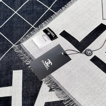 Chanel Quilted-Pattern Wool & Cashmere Scarf