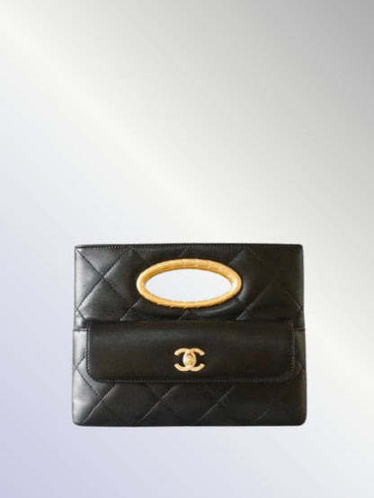 Chanel 24B Lambskin Clutch with Chain – Black