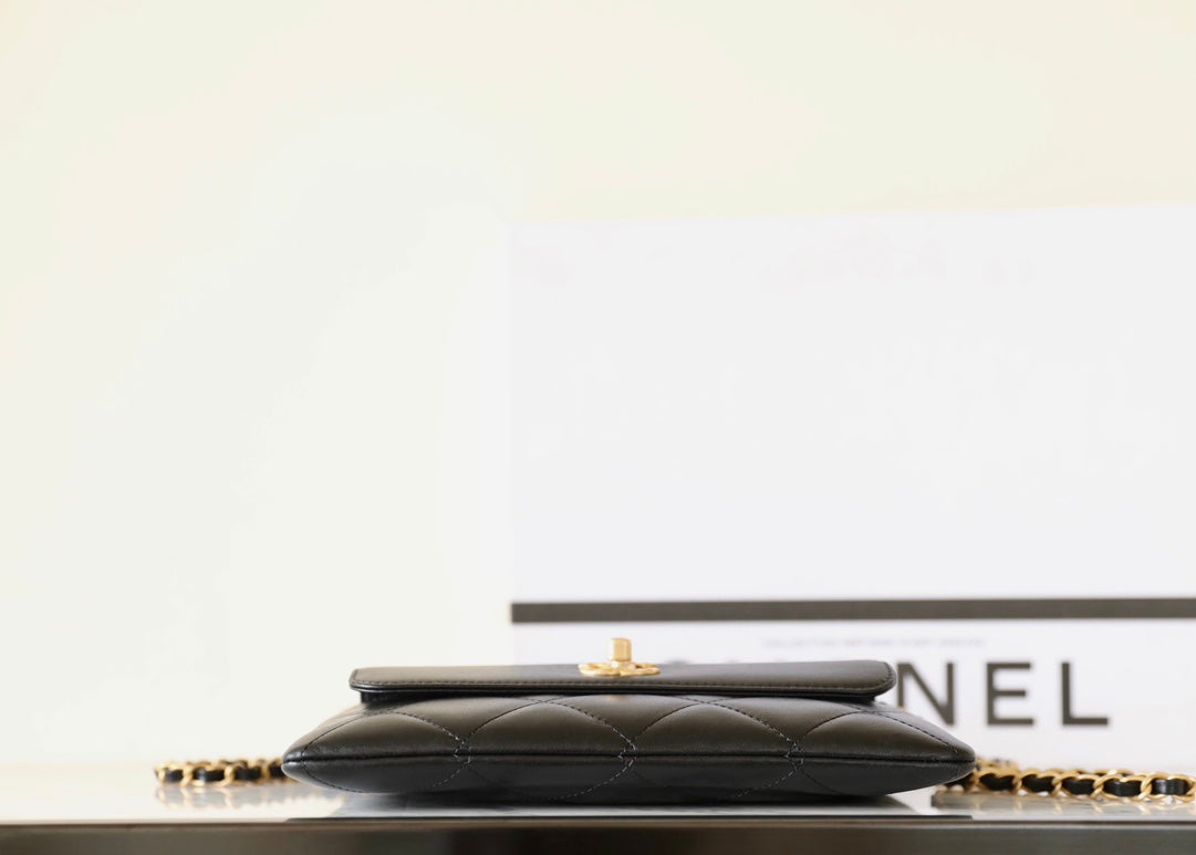Chanel 24B Lambskin Clutch with Chain – Black