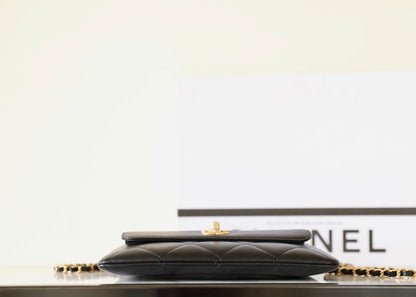 Chanel 24B Lambskin Clutch with Chain – Black