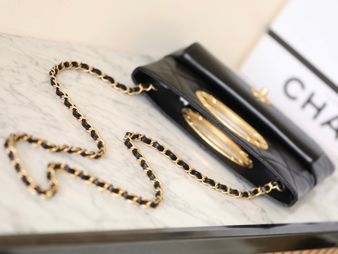 Chanel 24B Lambskin Clutch with Chain – Black