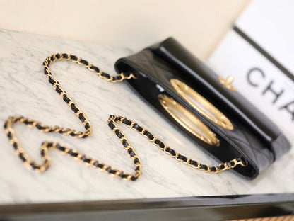 Chanel 24B Lambskin Clutch with Chain – Black