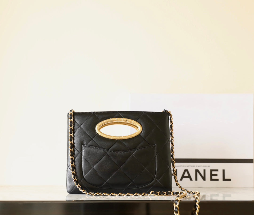 Chanel 24B Lambskin Clutch with Chain – Black