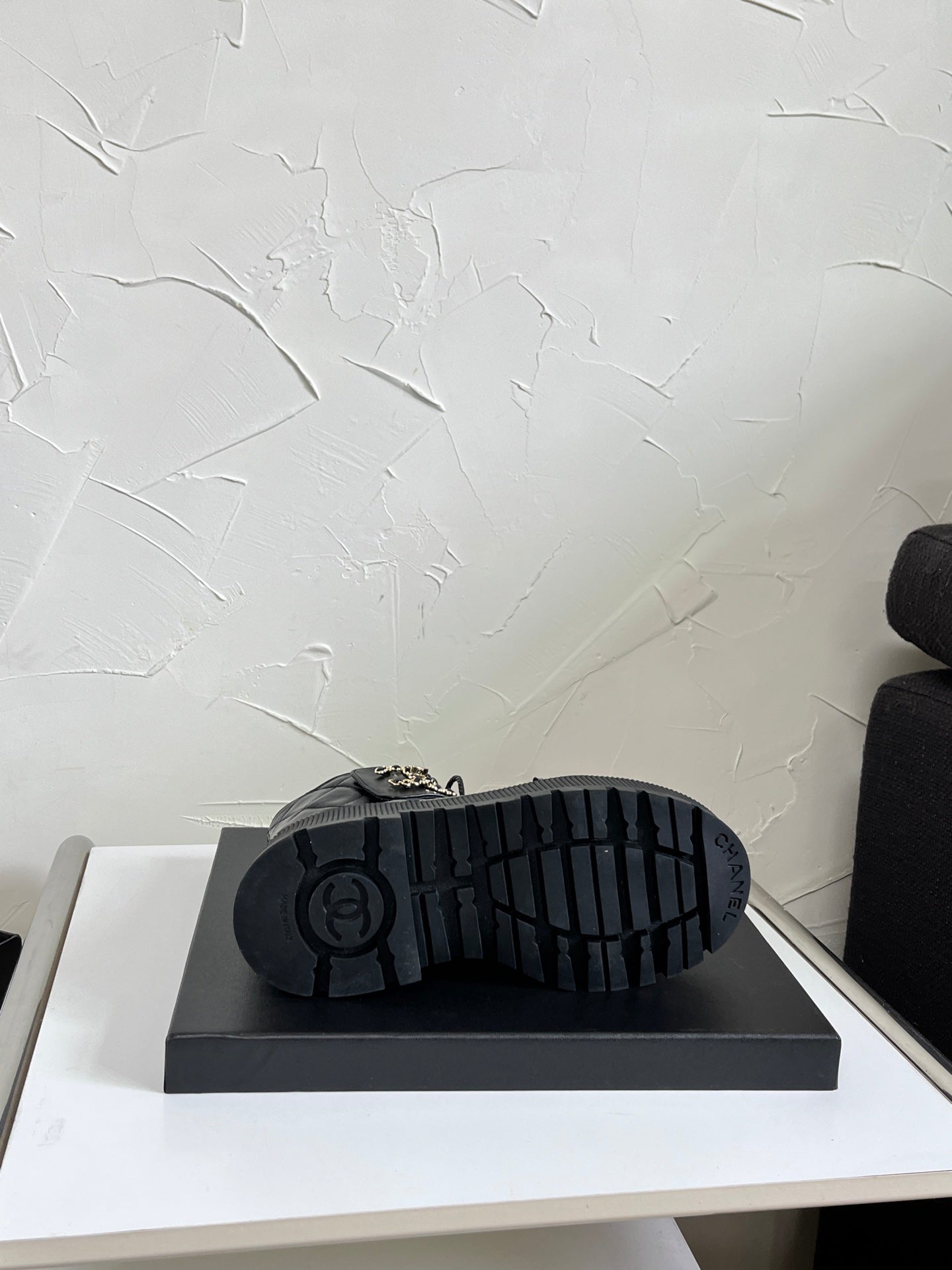 Chanel CC Logo Lace-Up Combat Ankle Boots