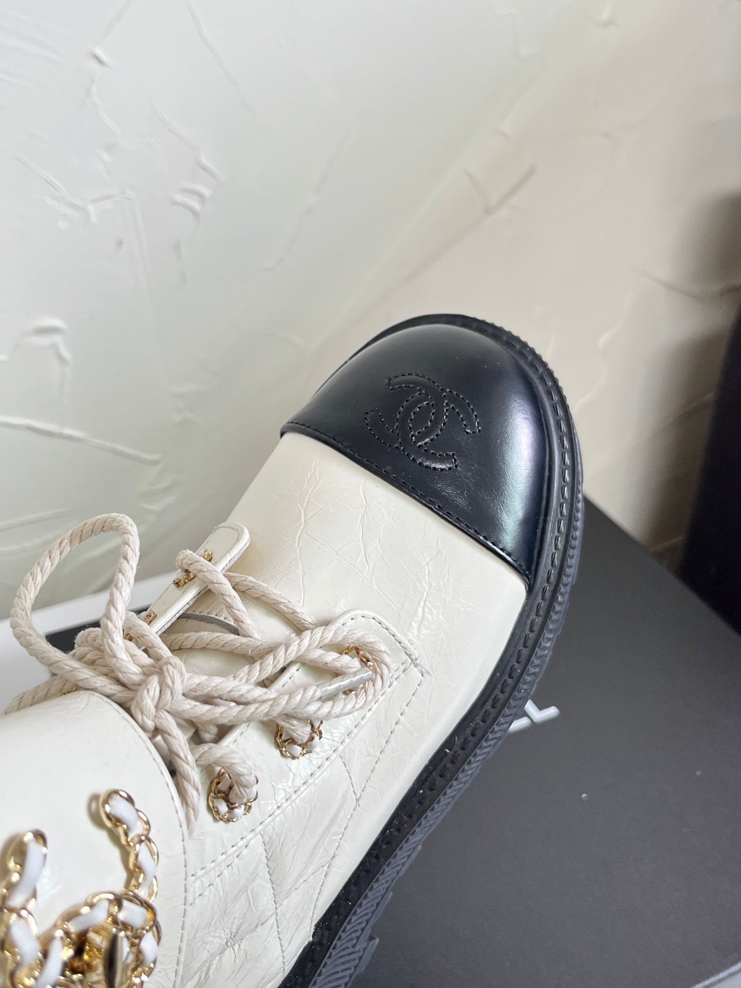 Chanel CC Logo Lace-Up Combat Ankle Boots