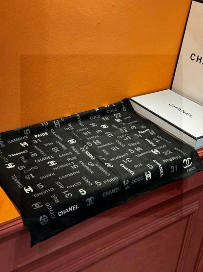Chanel Coco Paris Rue Cambon Logo Scarf