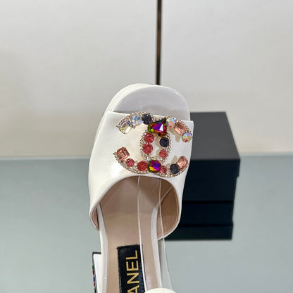 Chanel Jewel-Embellished CC High Heel Sandals