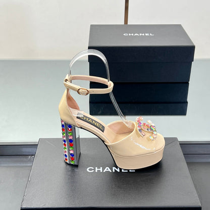 Chanel Jewel-Embellished CC High Heel Sandals