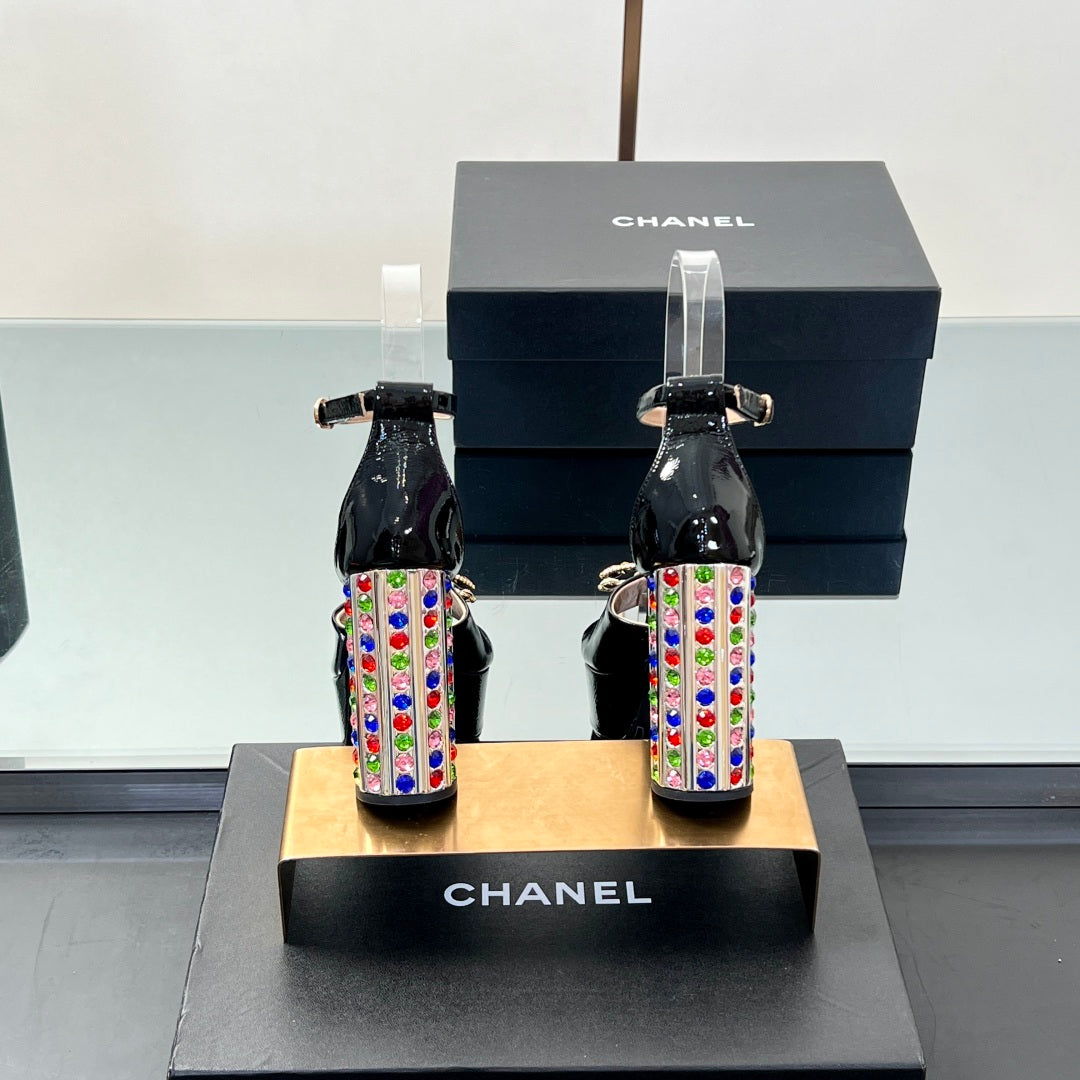 Chanel Jewel-Embellished CC High Heel Sandals