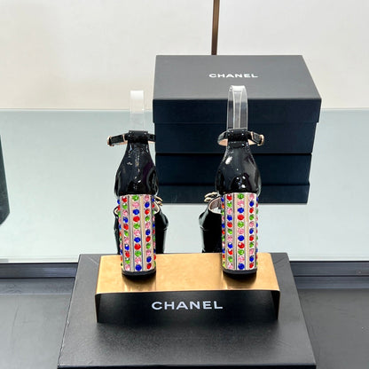 Chanel Jewel-Embellished CC High Heel Sandals