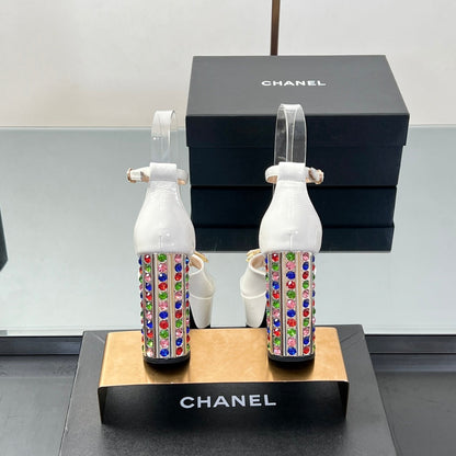 Chanel Jewel-Embellished CC High Heel Sandals