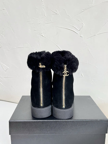 Chanel Furry Snow Boots