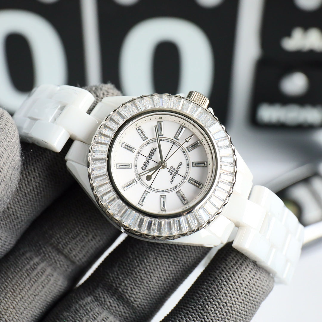Chanel J12 White Ceramic Diamond Bezel Automatic Watch