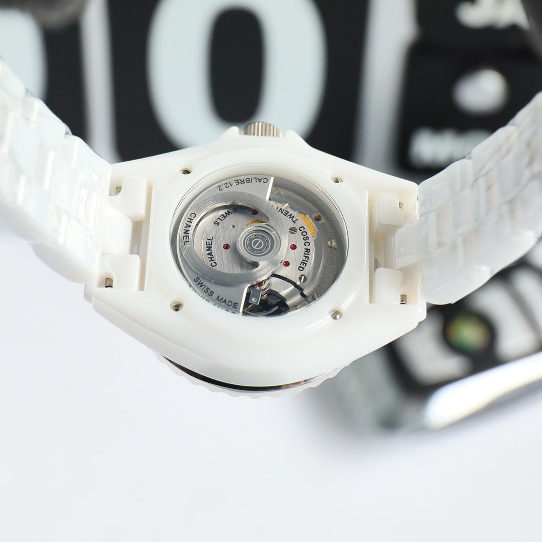 Chanel J12 White Ceramic Diamond Bezel Automatic Watch