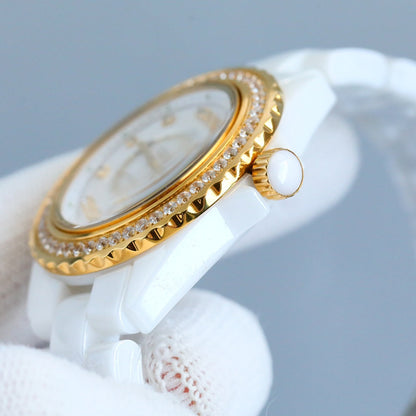 Chanel J12 White Ceramic Gold Tone Watch