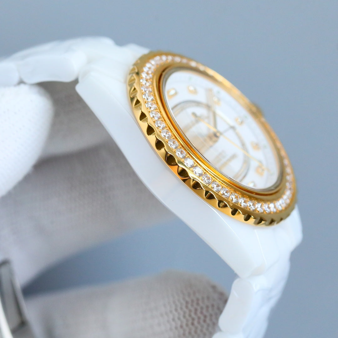 Chanel J12 White Ceramic Gold Tone Watch