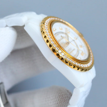 Chanel J12 White Ceramic Gold Tone Watch