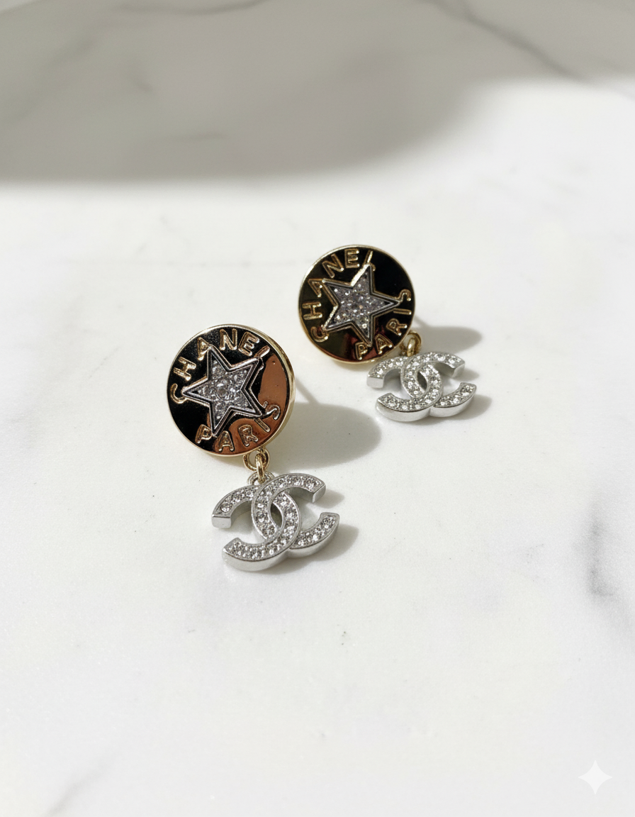 Chanel Paris Étoile CC Drop Earrings