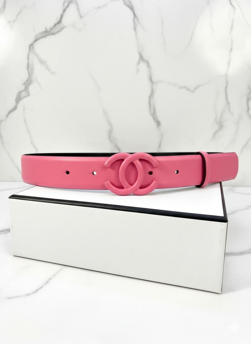 Chanel-Pink-CC-Logo-Belt-Pink-
