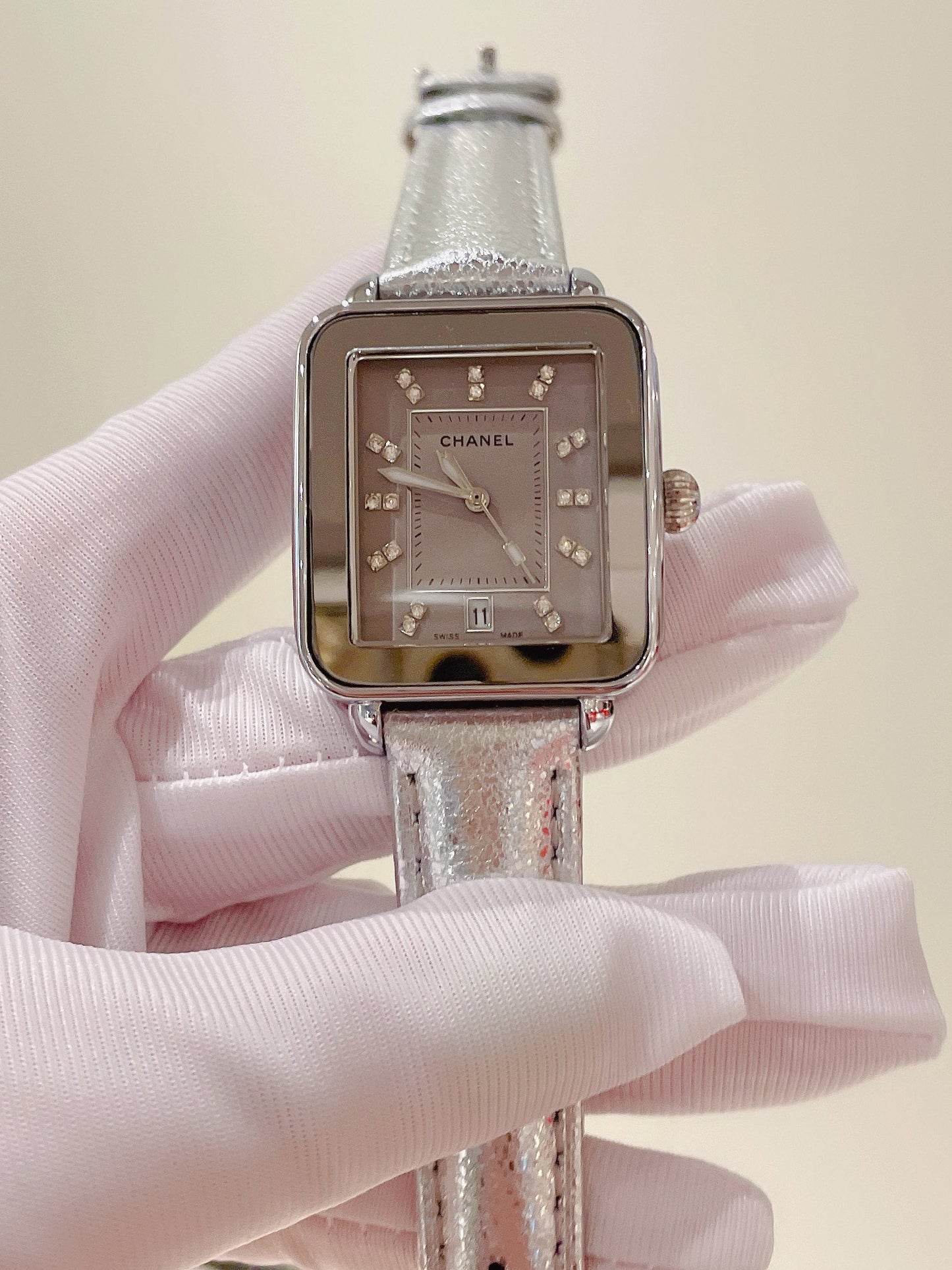 Chanel Première Square Diamond Gold Leather Watch