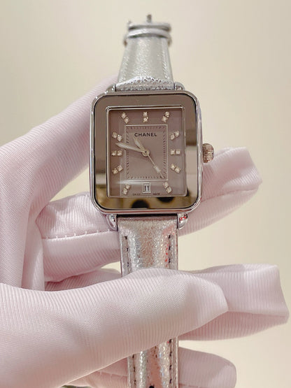 Chanel Première Square Diamond Gold Leather Watch