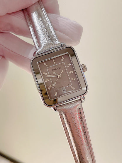 Chanel Première Square Diamond Gold Leather Watch