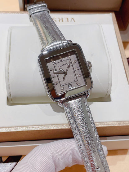 Chanel Première Square Diamond Gold Leather Watch