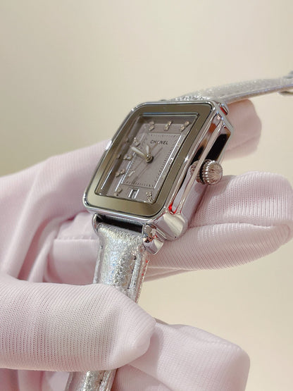Chanel Première Square Diamond Gold Leather Watch
