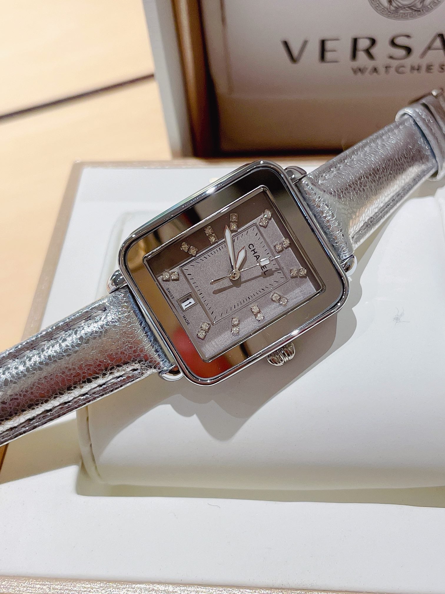 Chanel Première Square Diamond Gold Leather Watch