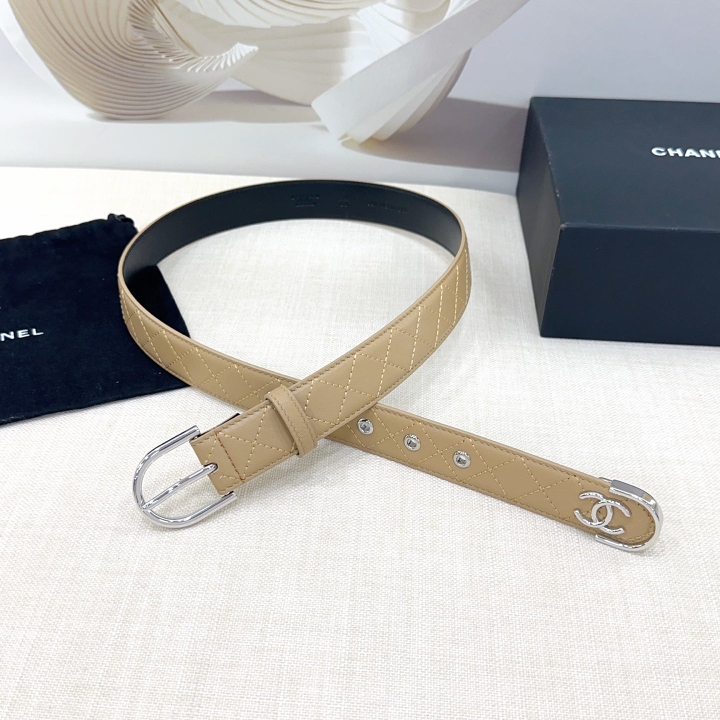 Chanel Quilted Leather Belt with CC Logo