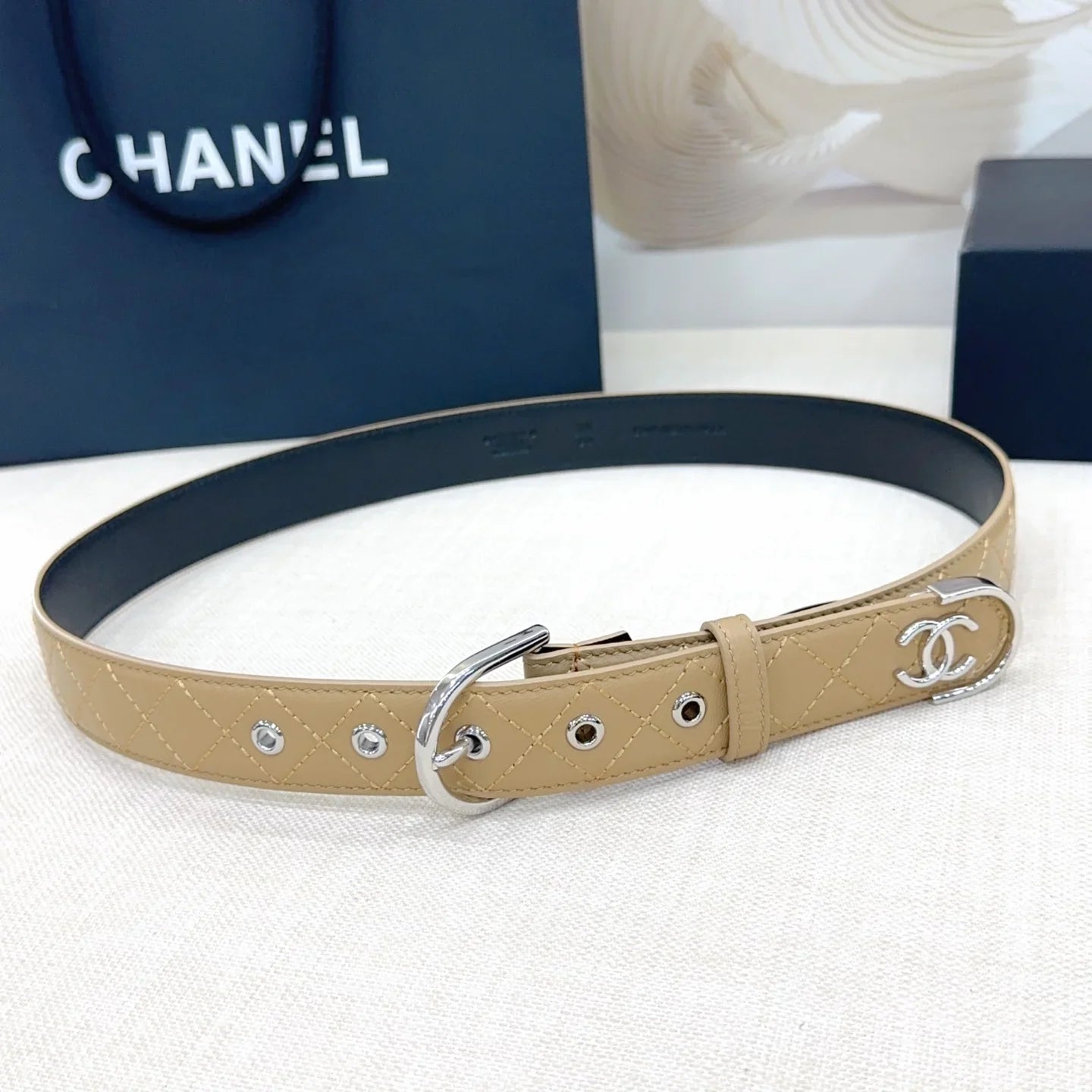 Chanel Quilted Leather Belt with CC Logo