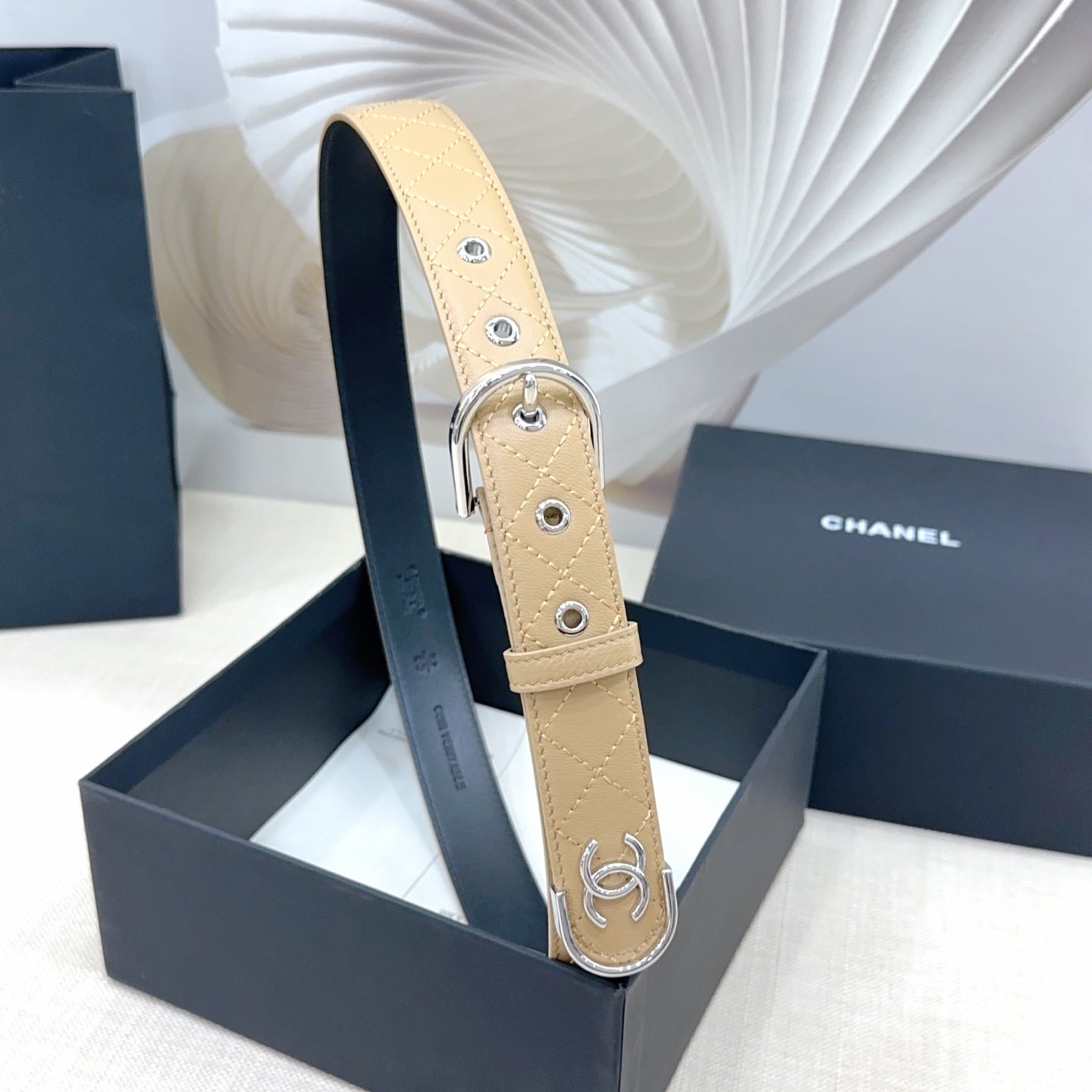 Chanel Quilted Leather Belt with CC Logo