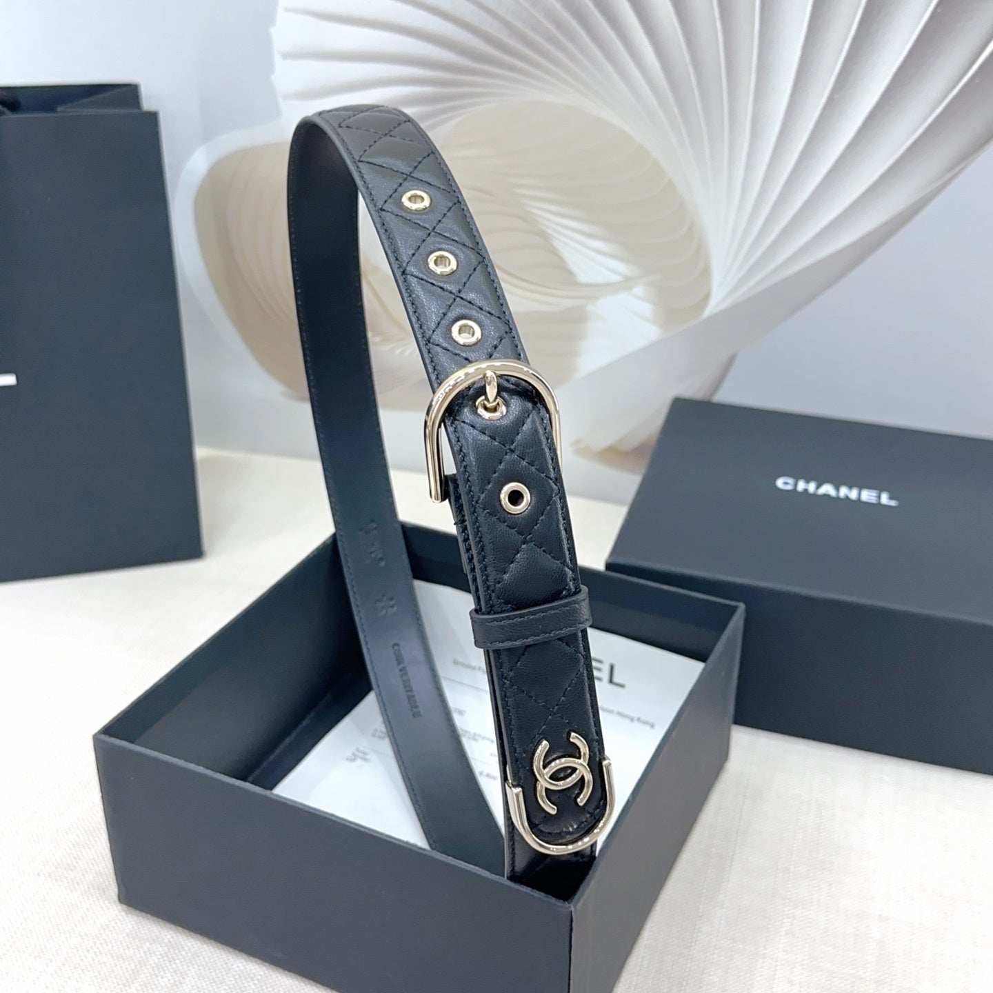 Chanel Quilted Leather Belt with CC Logo