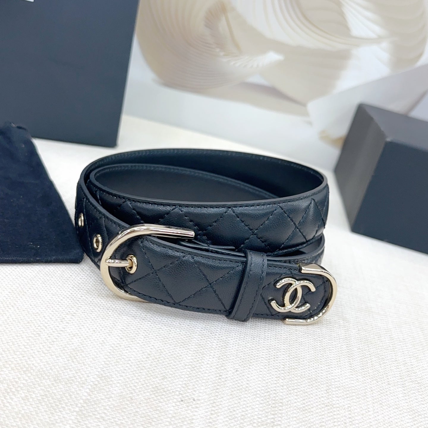 Chanel Quilted Leather Belt with CC Logo