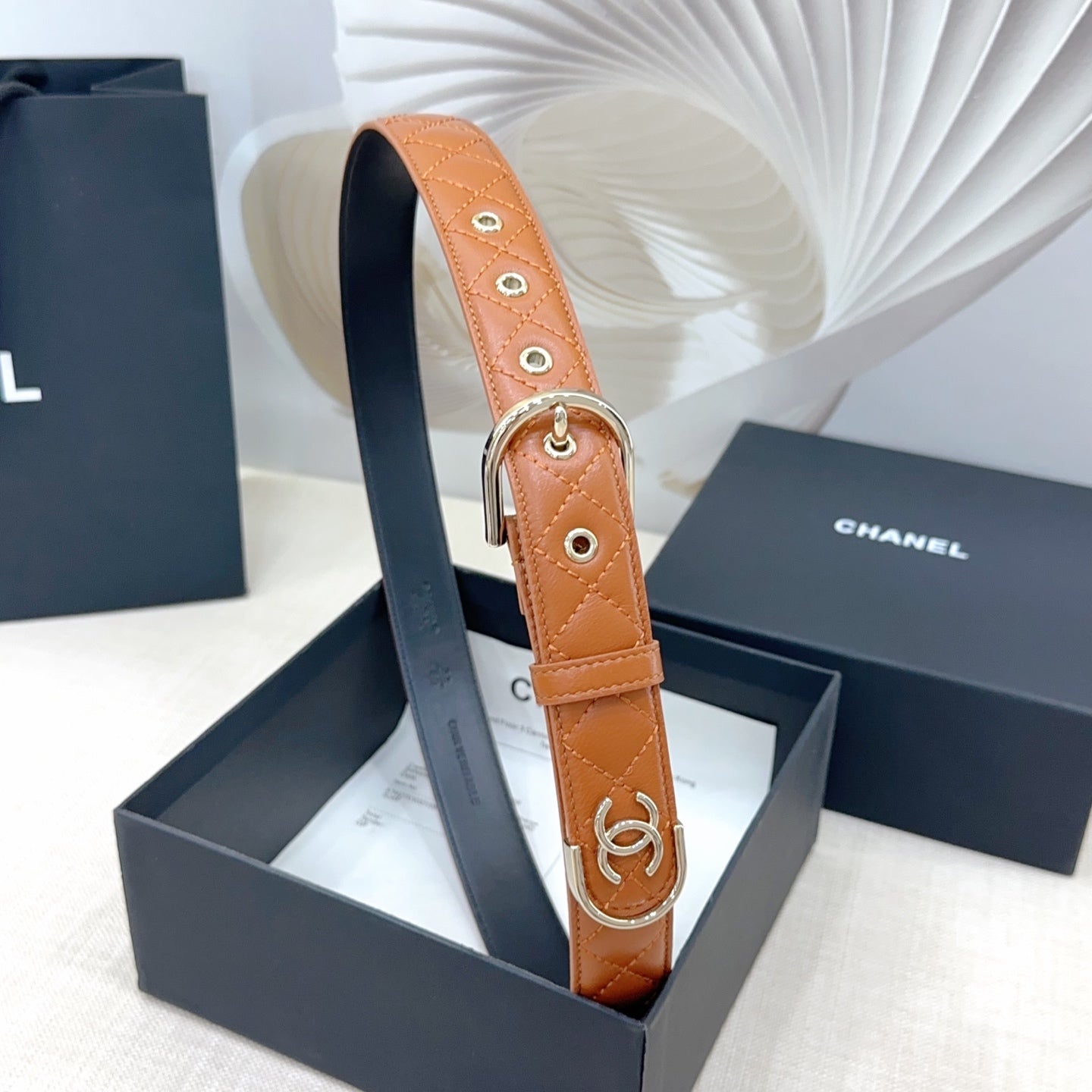 Chanel Quilted Leather Belt with CC Logo