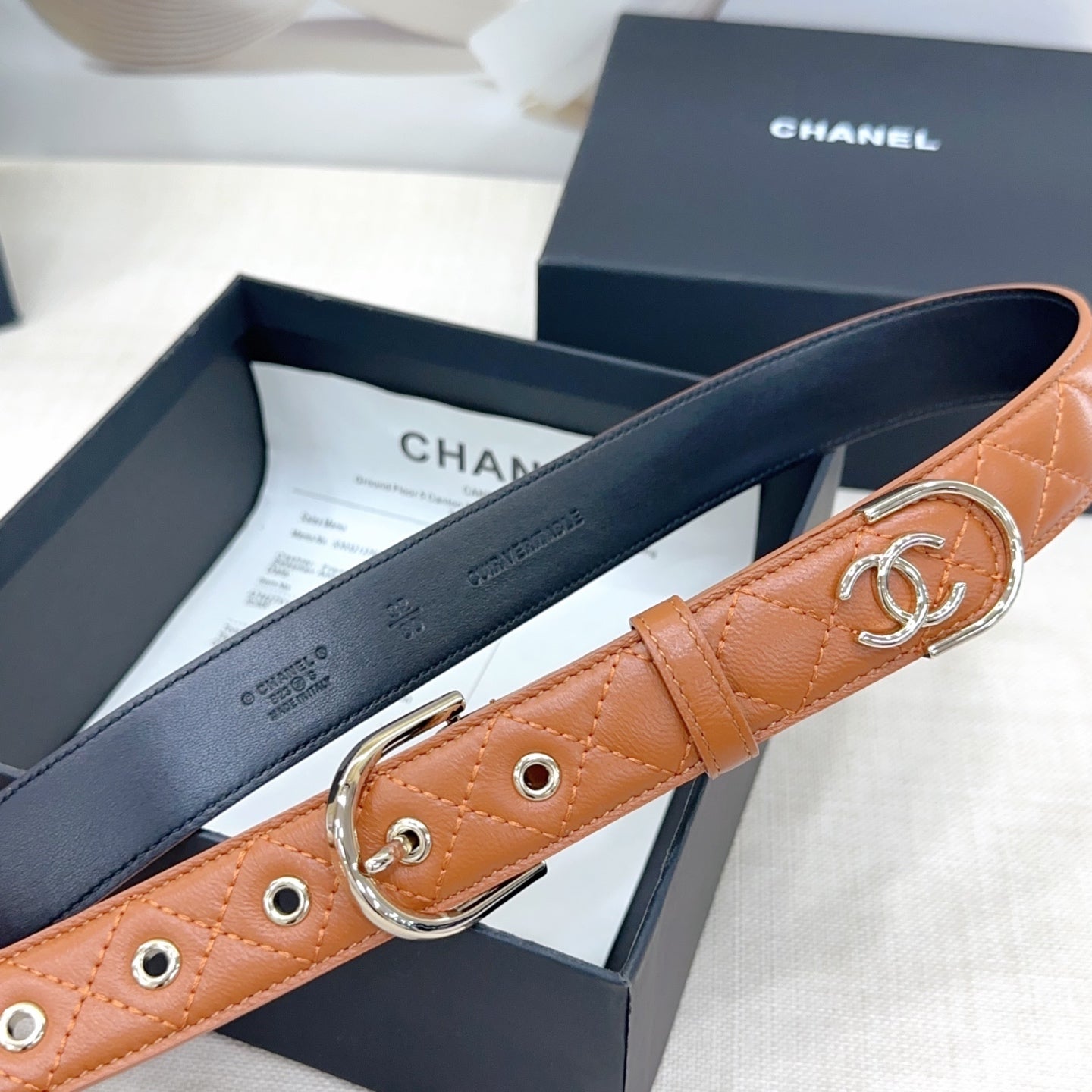 Chanel Quilted Leather Belt with CC Logo